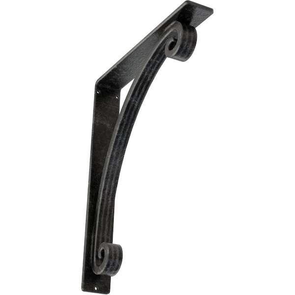 Ekena Millwork Legacy Wrought Iron Bracket, (Triple center brace), Antiqued Silver 2"W x 12"D x 15"H BKTM02X12X15TLEASV - main